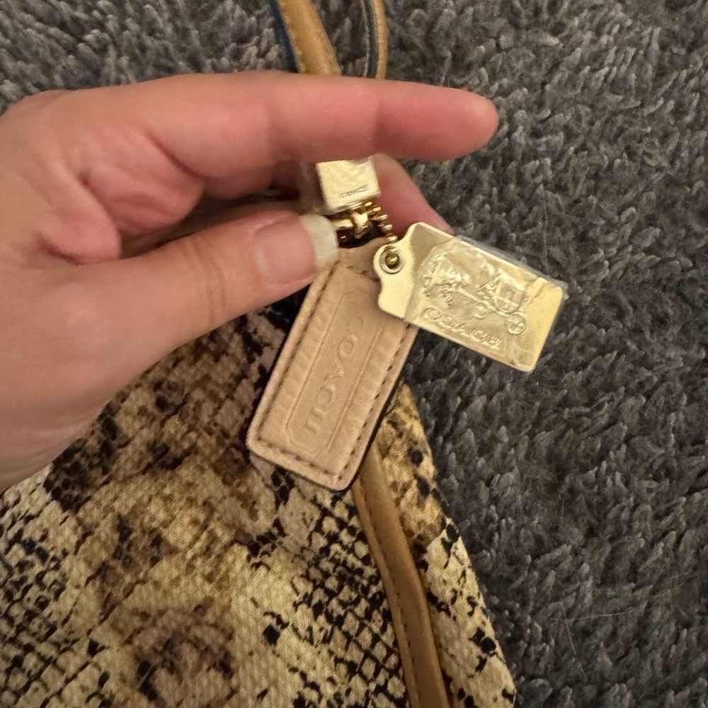 COACH Vintage Madison Phoebe Canvas Python Snakeskin Shoulder Bag - Picture 14 of 16